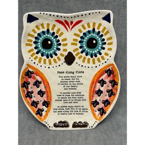 Owl Pass Along Plate Ceramic Message Gift Natural‎ Life Dishwasher Safe Boho